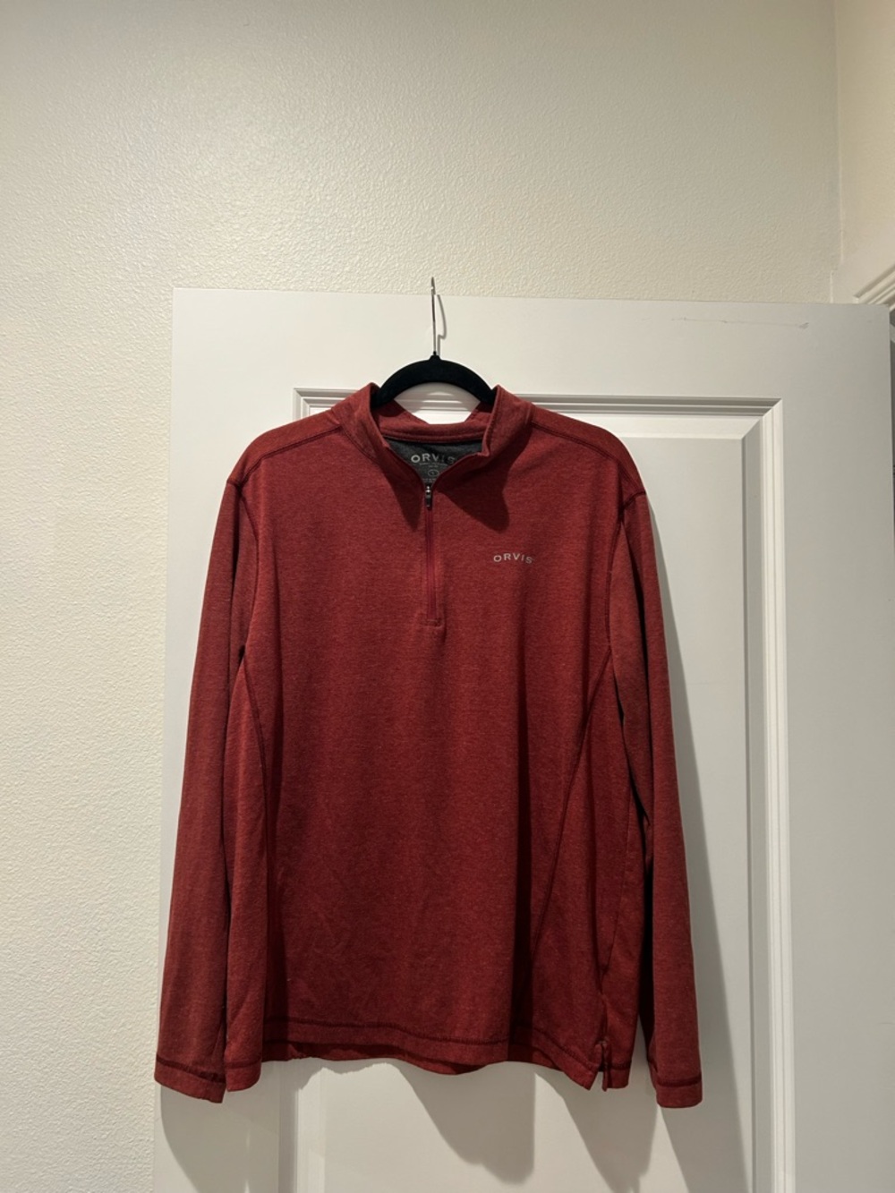 Orvis Men's Heather Red Half-Zip Sweatshirt